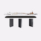 Minimalist Style Sintered Stone Dining Set with White Fixed Table and Grey Double Pedestal Base Clearhalo 'Dining Room Sets' 'Dining Tables & Seating' 'dining_room_set' 'furn' 'furn_dining_room_set' 'Furniture' 'furniture_dining_room_set' 'Kitchen & Dining Furniture' 'kitchen&dining_furn' 'kitchen' 3447743