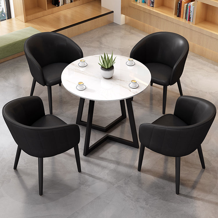 Modern Style Round Dining¬†Room¬†Table¬†Set with Sintered Stone Dinette Set with 4 Legs Table Black 5 Piece Set Clearhalo 'Dining Room Sets' 'Dining Tables & Seating' 'dining_room_set' 'furn' 'furn_dining_room_set' 'Furniture' 'furniture_dining_room_set' 'Kitchen & Dining Furniture' 'kitchen&dining_furn' 'kitchen' 3447767