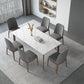 Dining Room Set Minimalist with Solid Wood Dining Table and Upholstered Chairs 7 Piece Set Clearhalo 'Dining Room Sets' 'Dining Tables & Seating' 'dining_room_set' 'furn' 'furn_dining_room_set' 'Furniture' 'furniture_dining_room_set' 'Kitchen & Dining Furniture' 'kitchen&dining_furn' 'kitchen' 3447782