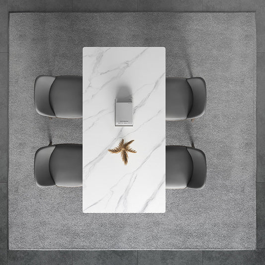 Dining Room Set Minimalist with Solid Wood Dining Table and Upholstered Chairs Clearhalo 'Dining Room Sets' 'Dining Tables & Seating' 'dining_room_set' 'furn' 'furn_dining_room_set' 'Furniture' 'furniture_dining_room_set' 'Kitchen & Dining Furniture' 'kitchen&dining_furn' 'kitchen' 3447785