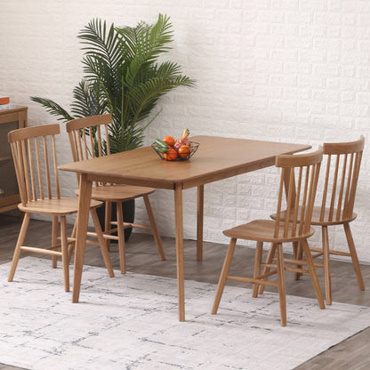 Minimalist Style Dining Table with Fixed Solid Wood Dining Table and Chairs Slat Back Clearhalo 'Dining Room Sets' 'Dining Tables & Seating' 'dining_room_set' 'furn' 'furn_dining_room_set' 'Furniture' 'furniture_dining_room_set' 'Kitchen & Dining Furniture' 'kitchen&dining_furn' 'kitchen' 3447806