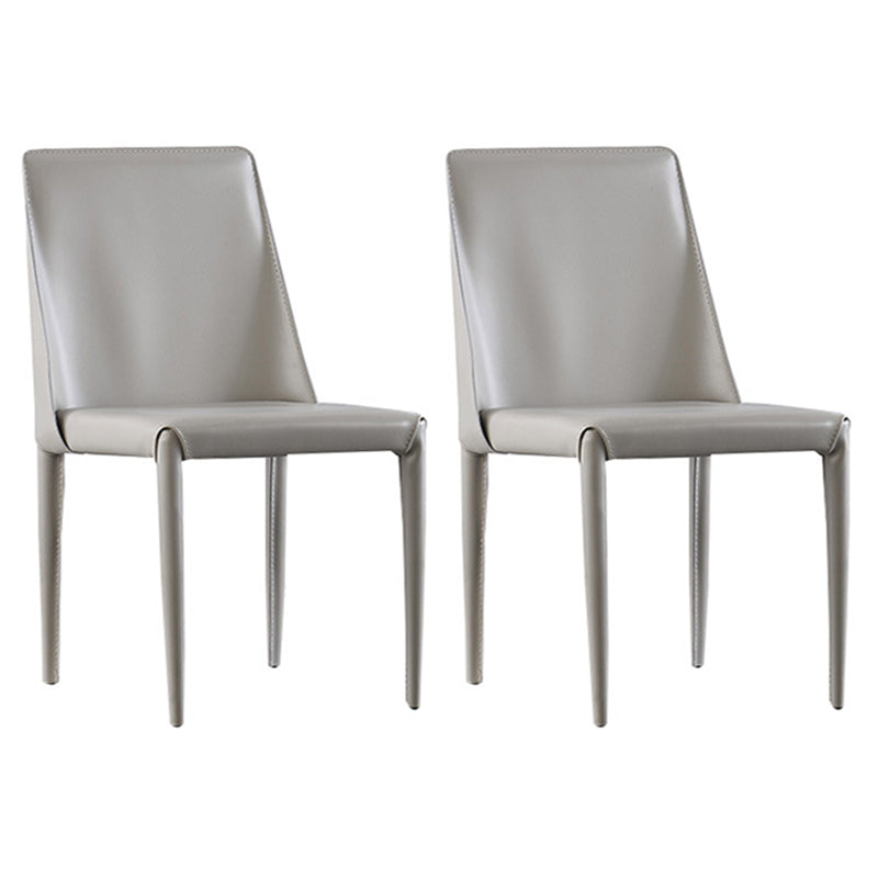 Scandinavian Style Metal Dining Side Chairs Dining Room Solid Back Side Chair Light Gray Set of 2 Clearhalo ' kitchen&dining_furn' 'Dining Chairs' 'Dining Tables & Seating' 'dining_chair' 'Furniture' 'furniture_dining_chair' 'Kitchen & Dining Furniture' 'kitchen' 3452692