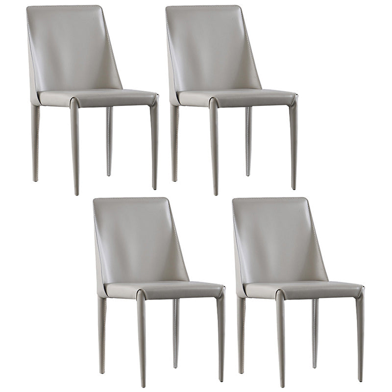 Scandinavian Style Metal Dining Side Chairs Dining Room Solid Back Side Chair Light Gray Set of 4 Clearhalo ' kitchen&dining_furn' 'Dining Chairs' 'Dining Tables & Seating' 'dining_chair' 'Furniture' 'furniture_dining_chair' 'Kitchen & Dining Furniture' 'kitchen' 3452694
