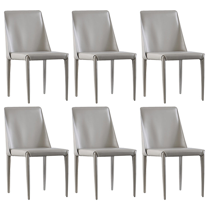 Scandinavian Style Metal Dining Side Chairs Dining Room Solid Back Side Chair Light Gray Set of 6 Clearhalo ' kitchen&dining_furn' 'Dining Chairs' 'Dining Tables & Seating' 'dining_chair' 'Furniture' 'furniture_dining_chair' 'Kitchen & Dining Furniture' 'kitchen' 3452696