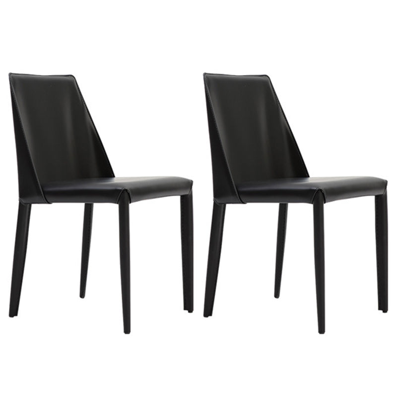 Scandinavian Style Metal Dining Side Chairs Dining Room Solid Back Side Chair Black Set of 2 Clearhalo ' kitchen&dining_furn' 'Dining Chairs' 'Dining Tables & Seating' 'dining_chair' 'Furniture' 'furniture_dining_chair' 'Kitchen & Dining Furniture' 'kitchen' 3452697