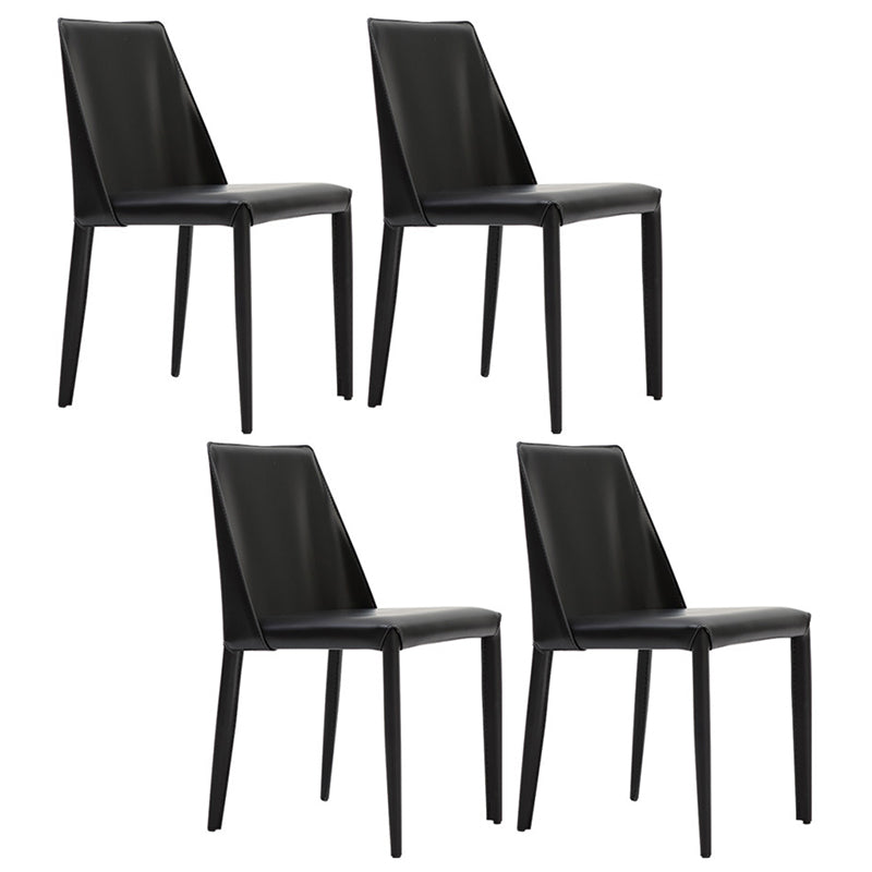 Scandinavian Style Metal Dining Side Chairs Dining Room Solid Back Side Chair Black Set of 4 Clearhalo ' kitchen&dining_furn' 'Dining Chairs' 'Dining Tables & Seating' 'dining_chair' 'Furniture' 'furniture_dining_chair' 'Kitchen & Dining Furniture' 'kitchen' 3452699