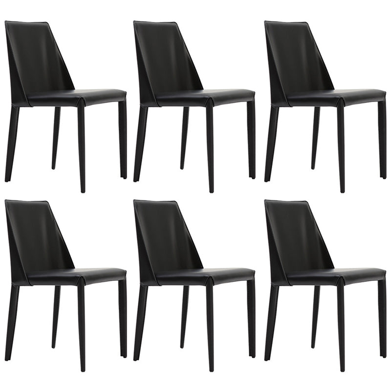 Scandinavian Style Metal Dining Side Chairs Dining Room Solid Back Side Chair Black Set of 6 Clearhalo ' kitchen&dining_furn' 'Dining Chairs' 'Dining Tables & Seating' 'dining_chair' 'Furniture' 'furniture_dining_chair' 'Kitchen & Dining Furniture' 'kitchen' 3452701