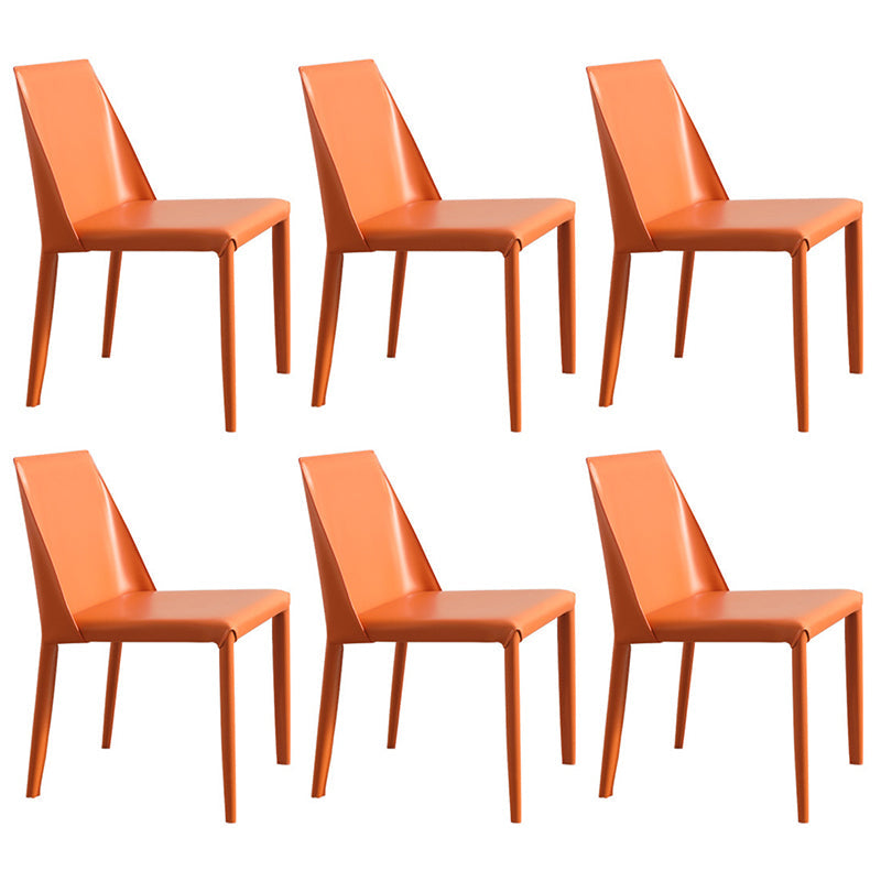 Scandinavian Style Metal Dining Side Chairs Dining Room Solid Back Side Chair Orange Set of 6 Clearhalo ' kitchen&dining_furn' 'Dining Chairs' 'Dining Tables & Seating' 'dining_chair' 'Furniture' 'furniture_dining_chair' 'Kitchen & Dining Furniture' 'kitchen' 3452707
