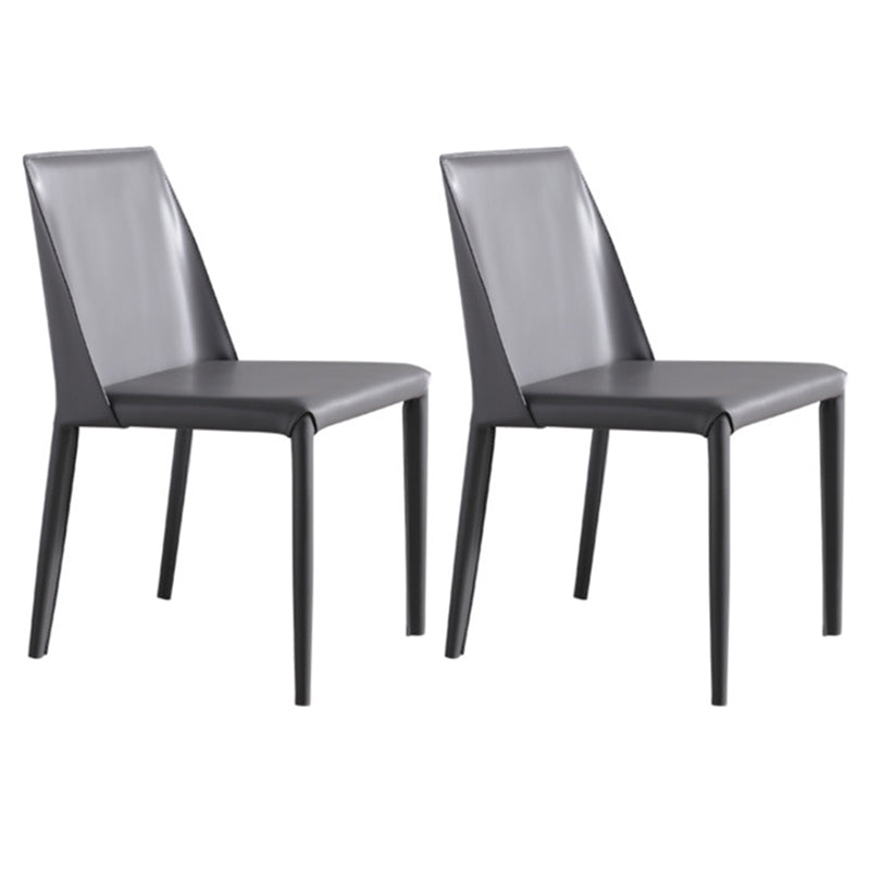 Scandinavian Style Metal Dining Side Chairs Dining Room Solid Back Side Chair Grey Set of 2 Clearhalo ' kitchen&dining_furn' 'Dining Chairs' 'Dining Tables & Seating' 'dining_chair' 'Furniture' 'furniture_dining_chair' 'Kitchen & Dining Furniture' 'kitchen' 3452710