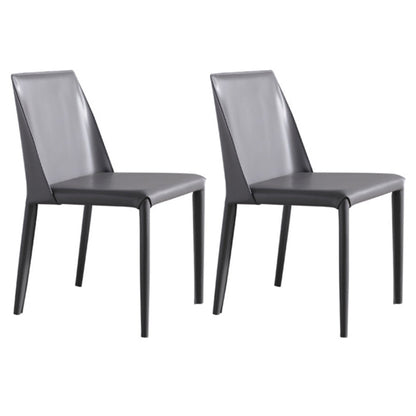 Scandinavian Style Metal Dining Side Chairs Dining Room Solid Back Side Chair Grey Set of 2 Clearhalo ' kitchen&dining_furn' 'Dining Chairs' 'Dining Tables & Seating' 'dining_chair' 'Furniture' 'furniture_dining_chair' 'Kitchen & Dining Furniture' 'kitchen' 3452710