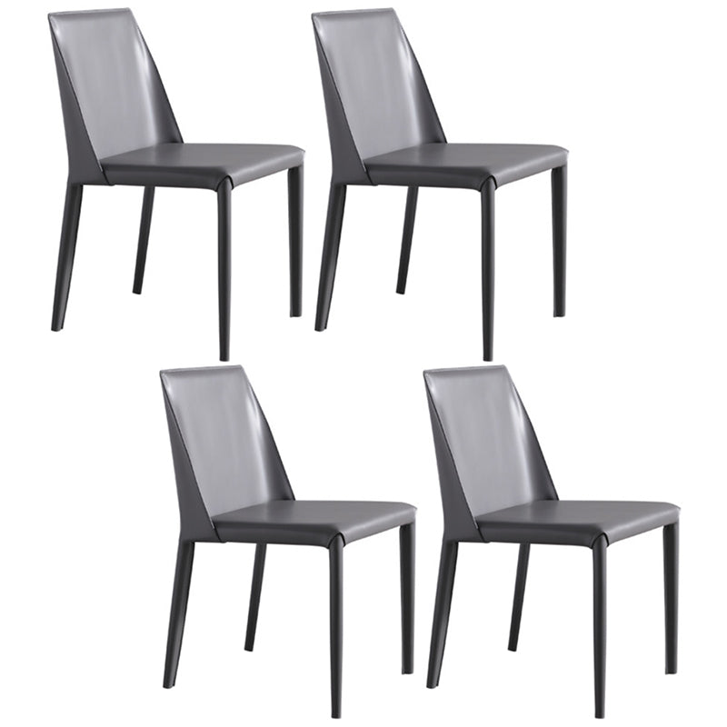 Scandinavian Style Metal Dining Side Chairs Dining Room Solid Back Side Chair Grey Set of 4 Clearhalo ' kitchen&dining_furn' 'Dining Chairs' 'Dining Tables & Seating' 'dining_chair' 'Furniture' 'furniture_dining_chair' 'Kitchen & Dining Furniture' 'kitchen' 3452711