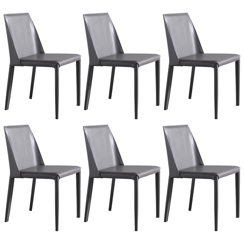 Scandinavian Style Metal Dining Side Chairs Dining Room Solid Back Side Chair Grey Set of 6 Clearhalo ' kitchen&dining_furn' 'Dining Chairs' 'Dining Tables & Seating' 'dining_chair' 'Furniture' 'furniture_dining_chair' 'Kitchen & Dining Furniture' 'kitchen' 3452712