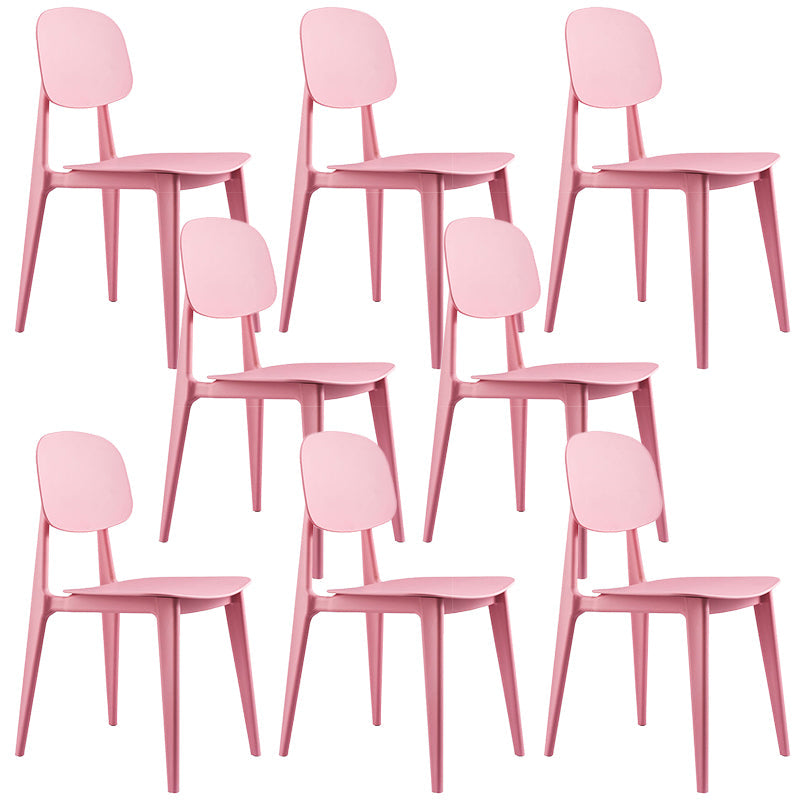 Contemporary Home Side Chair Open Back Plastic 32" H Dining Room Chair Pink Set of 8 Clearhalo ' kitchen&dining_furn' 'Dining Chairs' 'Dining Tables & Seating' 'dining_chair' 'Furniture' 'furniture_dining_chair' 'Kitchen & Dining Furniture' 'kitchen' 3452731