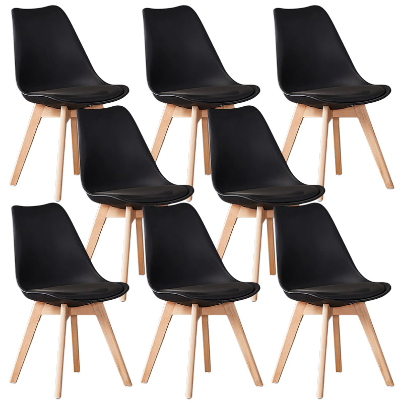 Wood Modern Style Kitchen Dining Chair Colourful Solid Back Side Chairs Black Set of 8 Clearhalo ' kitchen&dining_furn' 'Dining Chairs' 'Dining Tables & Seating' 'dining_chair' 'Furniture' 'furniture_dining_chair' 'Kitchen & Dining Furniture' 'kitchen' 3452735