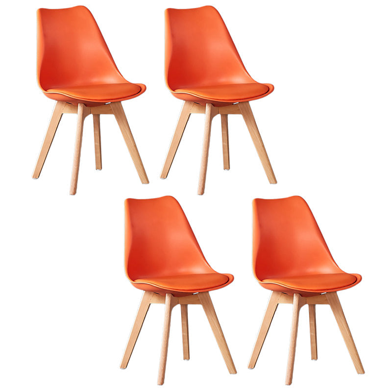 Wood Modern Style Kitchen Dining Chair Colourful Solid Back Side Chairs Orange Set of 4 Clearhalo ' kitchen&dining_furn' 'Dining Chairs' 'Dining Tables & Seating' 'dining_chair' 'Furniture' 'furniture_dining_chair' 'Kitchen & Dining Furniture' 'kitchen' 3452742