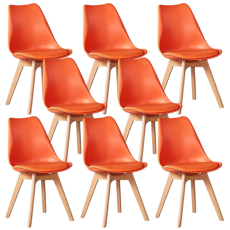 Wood Modern Style Kitchen Dining Chair Colourful Solid Back Side Chairs Orange Set of 8 Clearhalo ' kitchen&dining_furn' 'Dining Chairs' 'Dining Tables & Seating' 'dining_chair' 'Furniture' 'furniture_dining_chair' 'Kitchen & Dining Furniture' 'kitchen' 3452743
