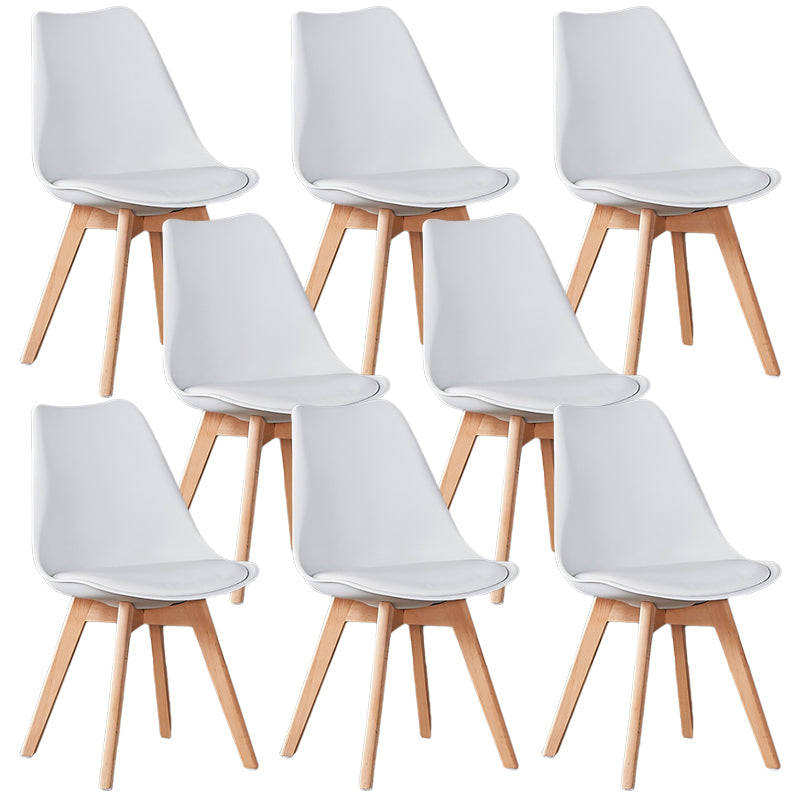 Wood Modern Style Kitchen Dining Chair Colourful Solid Back Side Chairs White Set of 8 Clearhalo ' kitchen&dining_furn' 'Dining Chairs' 'Dining Tables & Seating' 'dining_chair' 'Furniture' 'furniture_dining_chair' 'Kitchen & Dining Furniture' 'kitchen' 3452748