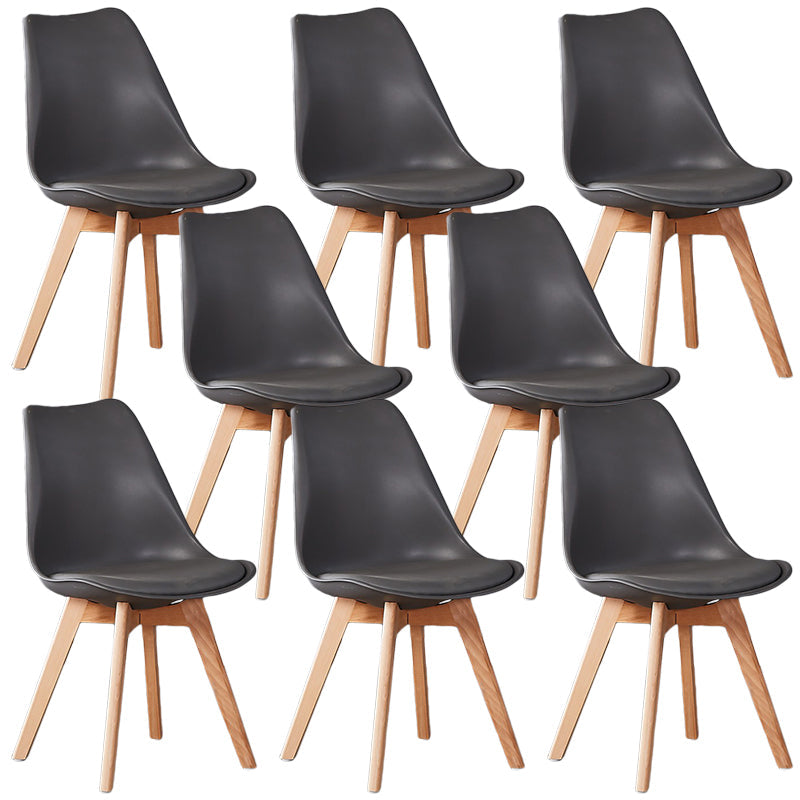 Wood Modern Style Kitchen Dining Chair Colourful Solid Back Side Chairs Grey Set of 8 Clearhalo ' kitchen&dining_furn' 'Dining Chairs' 'Dining Tables & Seating' 'dining_chair' 'Furniture' 'furniture_dining_chair' 'Kitchen & Dining Furniture' 'kitchen' 3452752