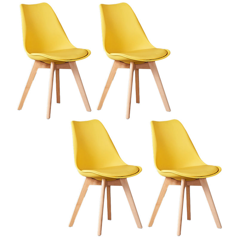 Wood Modern Style Kitchen Dining Chair Colourful Solid Back Side Chairs Yellow Set of 4 Clearhalo ' kitchen&dining_furn' 'Dining Chairs' 'Dining Tables & Seating' 'dining_chair' 'Furniture' 'furniture_dining_chair' 'Kitchen & Dining Furniture' 'kitchen' 3452754