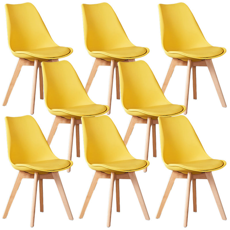 Wood Modern Style Kitchen Dining Chair Colourful Solid Back Side Chairs Yellow Set of 8 Clearhalo ' kitchen&dining_furn' 'Dining Chairs' 'Dining Tables & Seating' 'dining_chair' 'Furniture' 'furniture_dining_chair' 'Kitchen & Dining Furniture' 'kitchen' 3452755