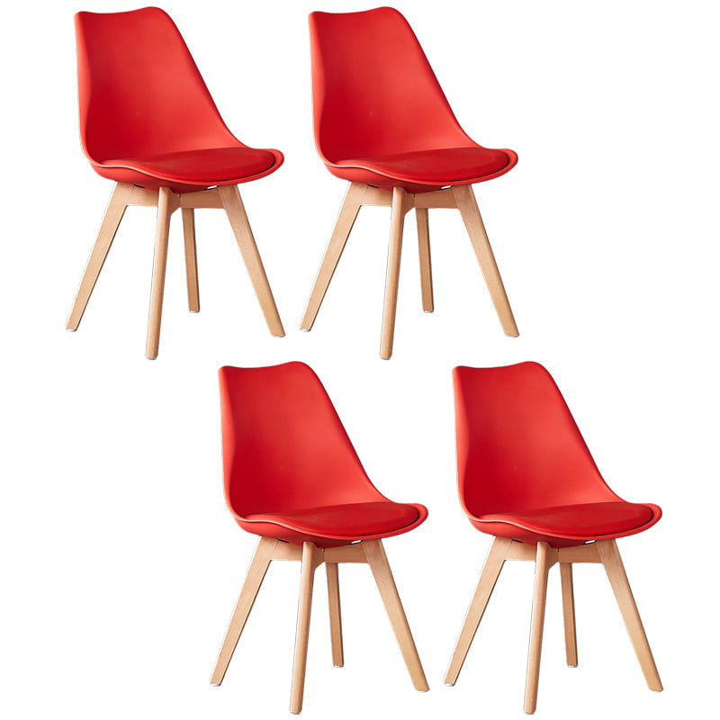 Wood Modern Style Kitchen Dining Chair Colourful Solid Back Side Chairs Red Set of 4 Clearhalo ' kitchen&dining_furn' 'Dining Chairs' 'Dining Tables & Seating' 'dining_chair' 'Furniture' 'furniture_dining_chair' 'Kitchen & Dining Furniture' 'kitchen' 3452758