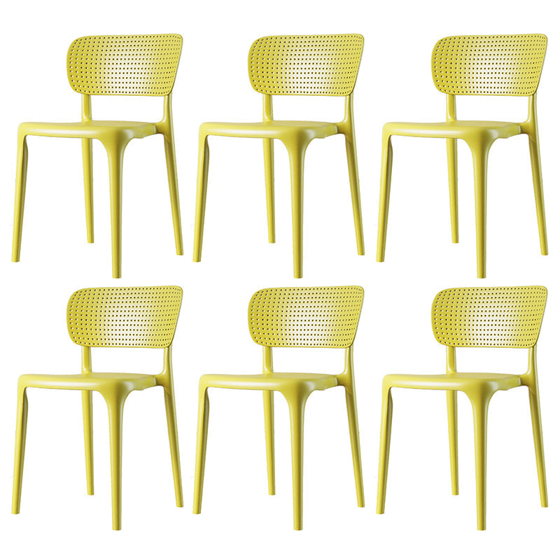 Contemporary Plastic Dining Room Chair Open Back Home Stackable Side Chair Yellow Set of 6 Clearhalo ' kitchen&dining_furn' 'Dining Chairs' 'Dining Tables & Seating' 'dining_chair' 'Furniture' 'furniture_dining_chair' 'Kitchen & Dining Furniture' 'kitchen' 3452770