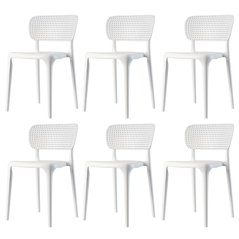 Contemporary Plastic Dining Room Chair Open Back Home Stackable Side Chair White Set of 6 Clearhalo ' kitchen&dining_furn' 'Dining Chairs' 'Dining Tables & Seating' 'dining_chair' 'Furniture' 'furniture_dining_chair' 'Kitchen & Dining Furniture' 'kitchen' 3452783