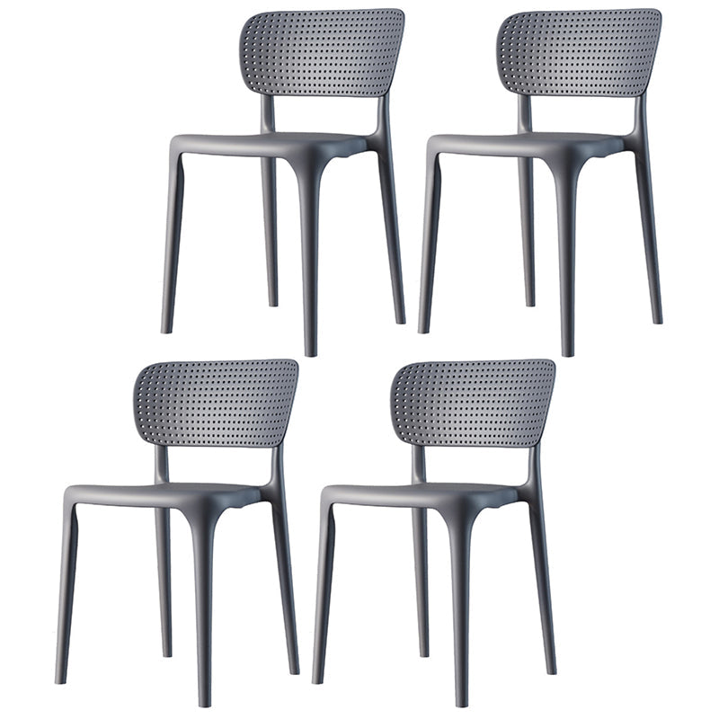 Contemporary Plastic Dining Room Chair Open Back Home Stackable Side Chair Grey Set of 4 Clearhalo ' kitchen&dining_furn' 'Dining Chairs' 'Dining Tables & Seating' 'dining_chair' 'Furniture' 'furniture_dining_chair' 'Kitchen & Dining Furniture' 'kitchen' 3452786