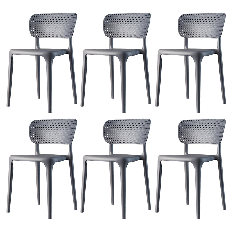 Contemporary Plastic Dining Room Chair Open Back Home Stackable Side Chair Grey Set of 6 Clearhalo ' kitchen&dining_furn' 'Dining Chairs' 'Dining Tables & Seating' 'dining_chair' 'Furniture' 'furniture_dining_chair' 'Kitchen & Dining Furniture' 'kitchen' 3452787
