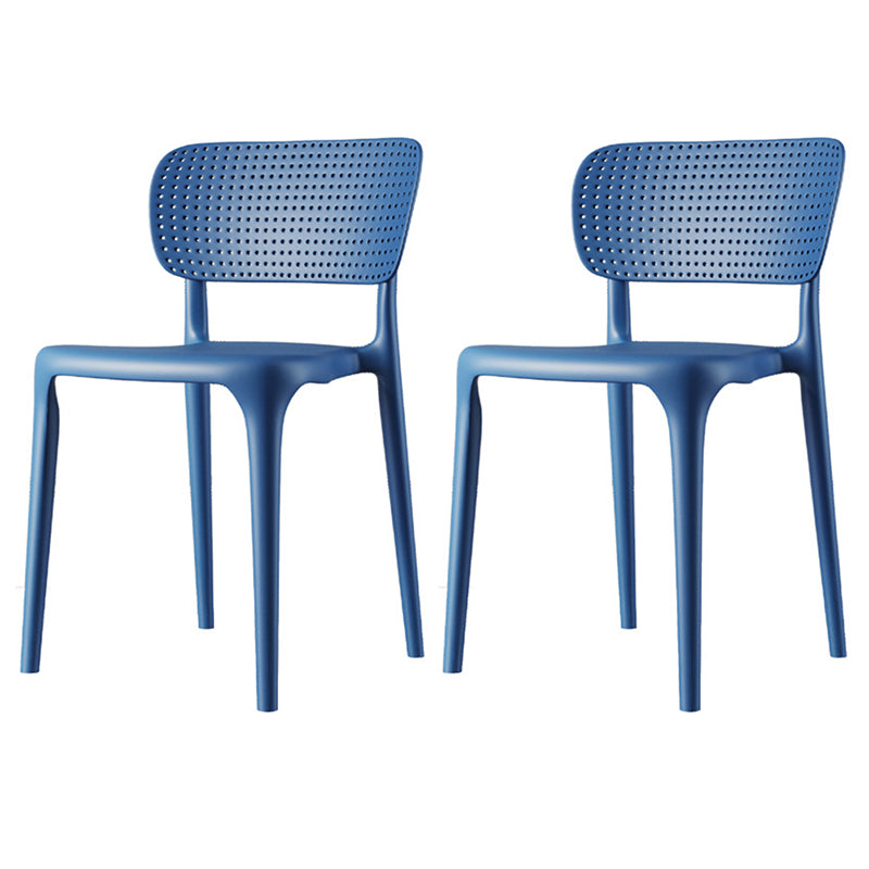 Contemporary Plastic Dining Room Chair Open Back Home Stackable Side Chair Blue Set of 2 Clearhalo ' kitchen&dining_furn' 'Dining Chairs' 'Dining Tables & Seating' 'dining_chair' 'Furniture' 'furniture_dining_chair' 'Kitchen & Dining Furniture' 'kitchen' 3452788