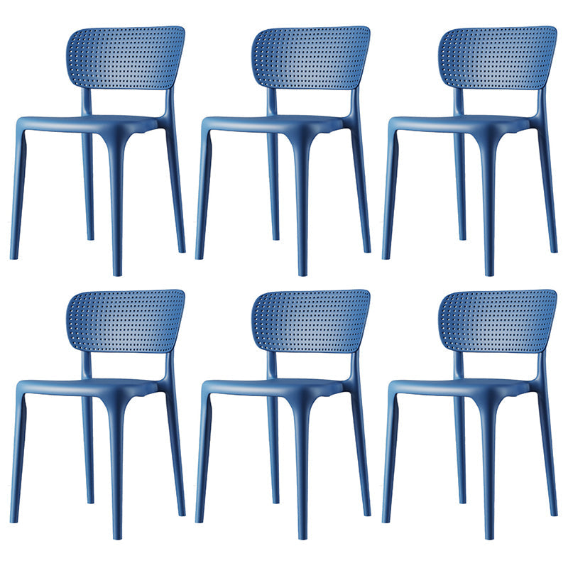 Contemporary Plastic Dining Room Chair Open Back Home Stackable Side Chair Blue Set of 6 Clearhalo ' kitchen&dining_furn' 'Dining Chairs' 'Dining Tables & Seating' 'dining_chair' 'Furniture' 'furniture_dining_chair' 'Kitchen & Dining Furniture' 'kitchen' 3452790