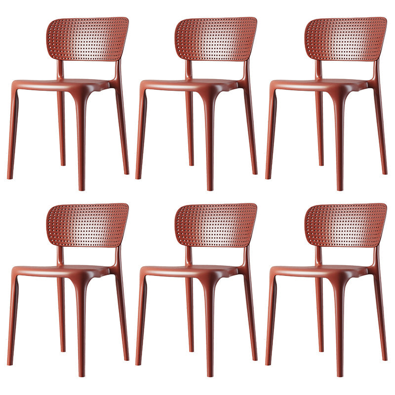 Contemporary Plastic Dining Room Chair Open Back Home Stackable Side Chair Red Set of 6 Clearhalo ' kitchen&dining_furn' 'Dining Chairs' 'Dining Tables & Seating' 'dining_chair' 'Furniture' 'furniture_dining_chair' 'Kitchen & Dining Furniture' 'kitchen' 3452793