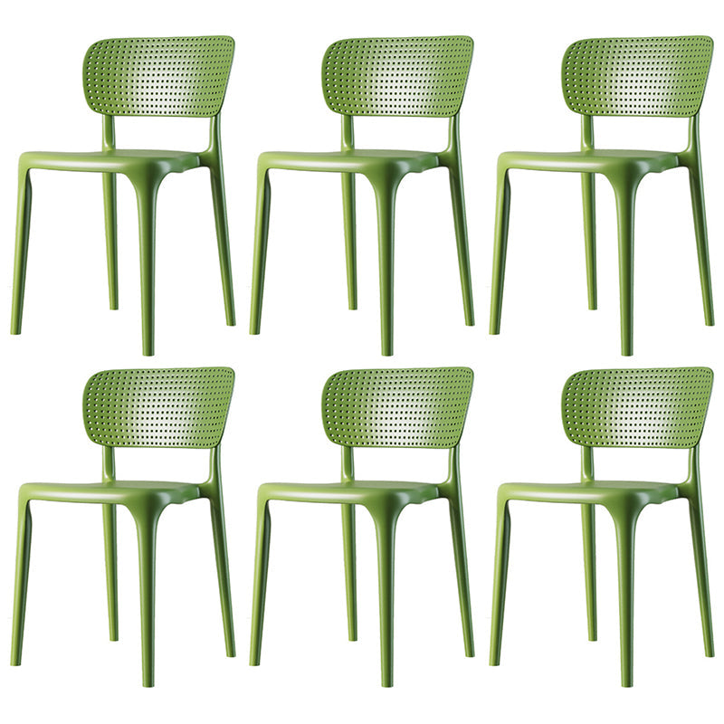 Contemporary Plastic Dining Room Chair Open Back Home Stackable Side Chair Green Set of 6 Clearhalo ' kitchen&dining_furn' 'Dining Chairs' 'Dining Tables & Seating' 'dining_chair' 'Furniture' 'furniture_dining_chair' 'Kitchen & Dining Furniture' 'kitchen' 3452796
