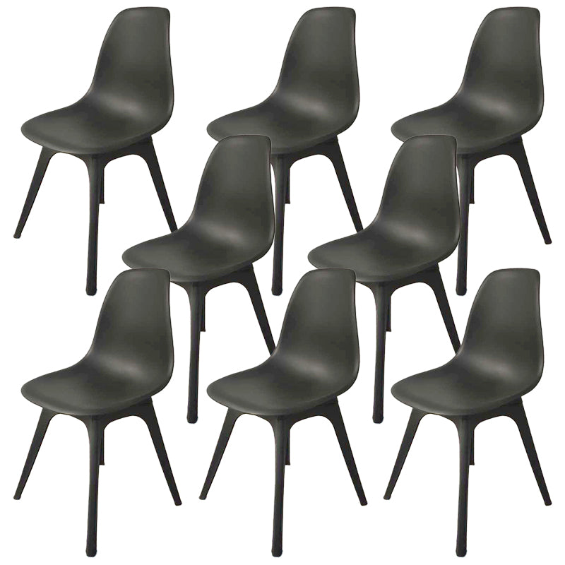 Contemporary Plastic Side Chair Kitchen Solid Back Dining Room Chair Set Black Set of 8 Clearhalo ' kitchen&dining_furn' 'Dining Chairs' 'Dining Tables & Seating' 'dining_chair' 'Furniture' 'furniture_dining_chair' 'Kitchen & Dining Furniture' 'kitchen' 3452798