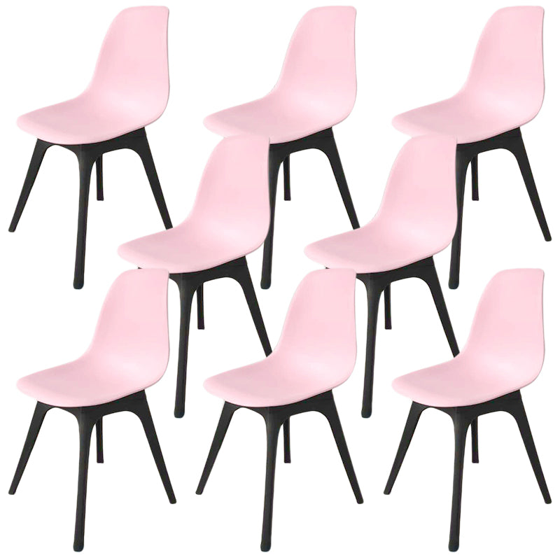 Contemporary Plastic Side Chair Kitchen Solid Back Dining Room Chair Set Pink Set of 8 Clearhalo ' kitchen&dining_furn' 'Dining Chairs' 'Dining Tables & Seating' 'dining_chair' 'Furniture' 'furniture_dining_chair' 'Kitchen & Dining Furniture' 'kitchen' 3452802
