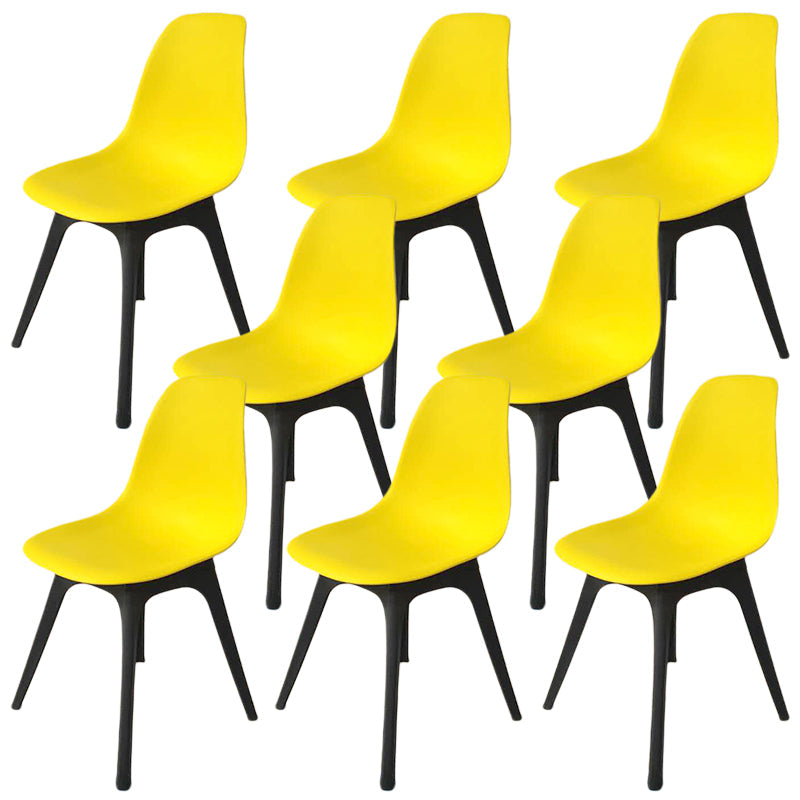 Contemporary Plastic Side Chair Kitchen Solid Back Dining Room Chair Set Yellow Set of 8 Clearhalo ' kitchen&dining_furn' 'Dining Chairs' 'Dining Tables & Seating' 'dining_chair' 'Furniture' 'furniture_dining_chair' 'Kitchen & Dining Furniture' 'kitchen' 3452803