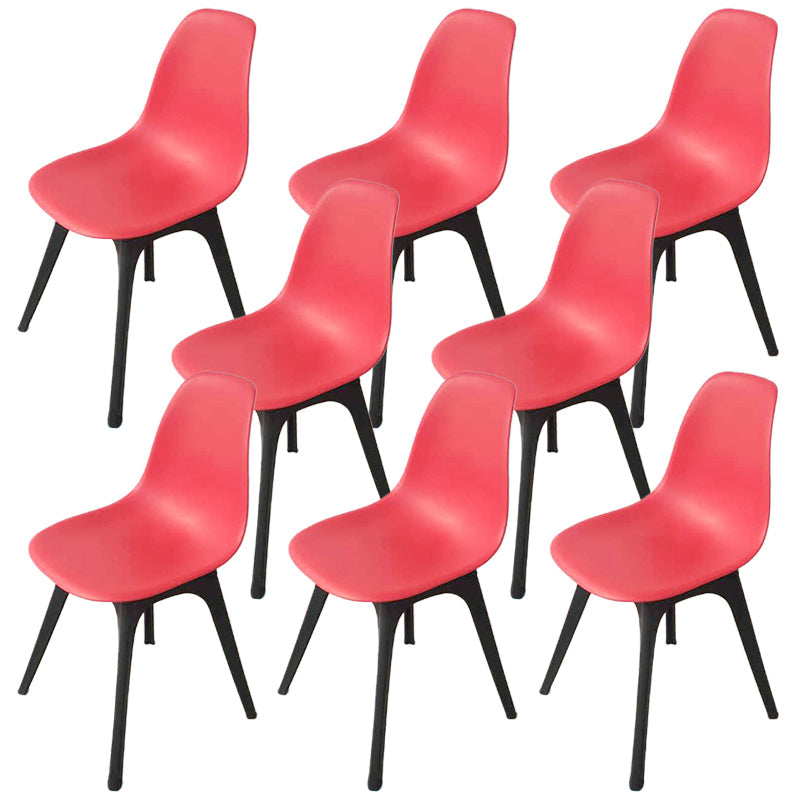 Contemporary Plastic Side Chair Kitchen Solid Back Dining Room Chair Set Red Set of 8 Clearhalo ' kitchen&dining_furn' 'Dining Chairs' 'Dining Tables & Seating' 'dining_chair' 'Furniture' 'furniture_dining_chair' 'Kitchen & Dining Furniture' 'kitchen' 3452806