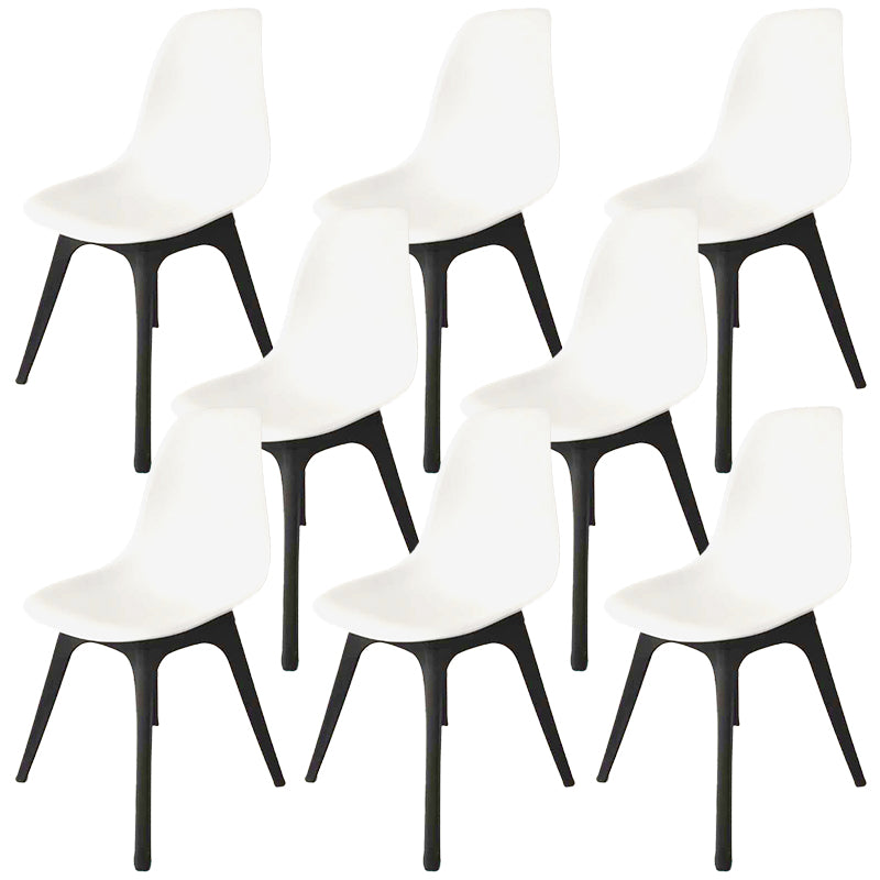 Contemporary Plastic Side Chair Kitchen Solid Back Dining Room Chair Set White Set of 8 Clearhalo ' kitchen&dining_furn' 'Dining Chairs' 'Dining Tables & Seating' 'dining_chair' 'Furniture' 'furniture_dining_chair' 'Kitchen & Dining Furniture' 'kitchen' 3452807