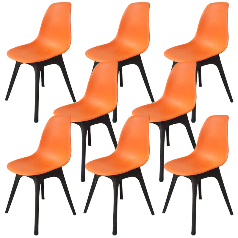 Contemporary Plastic Side Chair Kitchen Solid Back Dining Room Chair Set Orange Set of 8 Clearhalo ' kitchen&dining_furn' 'Dining Chairs' 'Dining Tables & Seating' 'dining_chair' 'Furniture' 'furniture_dining_chair' 'Kitchen & Dining Furniture' 'kitchen' 3452811