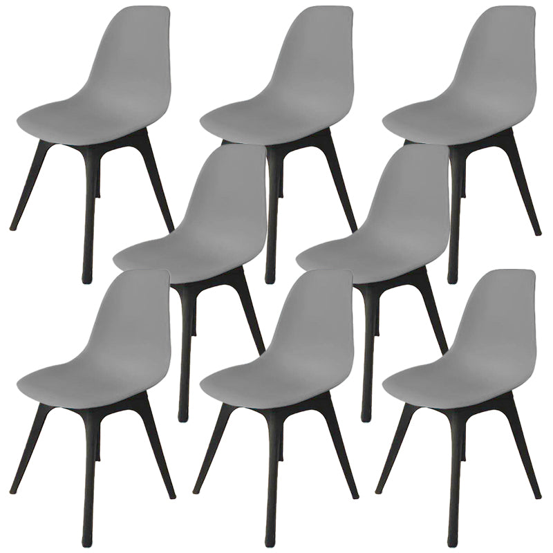 Contemporary Plastic Side Chair Kitchen Solid Back Dining Room Chair Set Grey Set of 8 Clearhalo ' kitchen&dining_furn' 'Dining Chairs' 'Dining Tables & Seating' 'dining_chair' 'Furniture' 'furniture_dining_chair' 'Kitchen & Dining Furniture' 'kitchen' 3452814