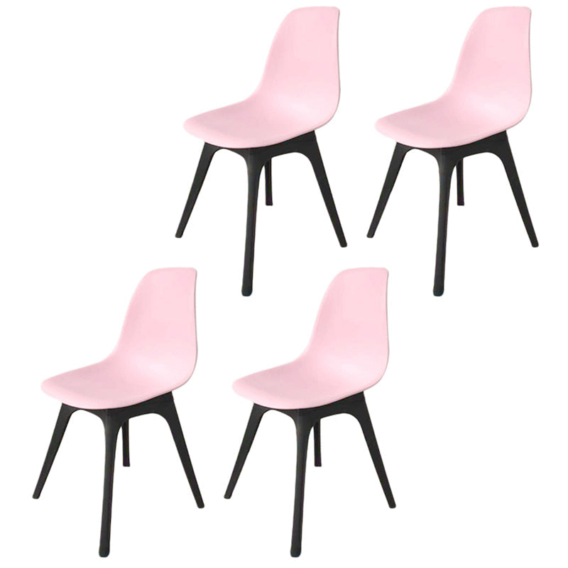 Contemporary Plastic Side Chair Kitchen Solid Back Dining Room Chair Set Pink Set of 4 Clearhalo ' kitchen&dining_furn' 'Dining Chairs' 'Dining Tables & Seating' 'dining_chair' 'Furniture' 'furniture_dining_chair' 'Kitchen & Dining Furniture' 'kitchen' 3452818