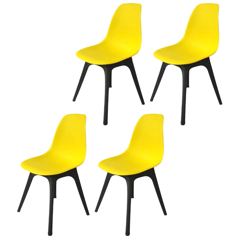 Contemporary Plastic Side Chair Kitchen Solid Back Dining Room Chair Set Yellow Set of 4 Clearhalo ' kitchen&dining_furn' 'Dining Chairs' 'Dining Tables & Seating' 'dining_chair' 'Furniture' 'furniture_dining_chair' 'Kitchen & Dining Furniture' 'kitchen' 3452819