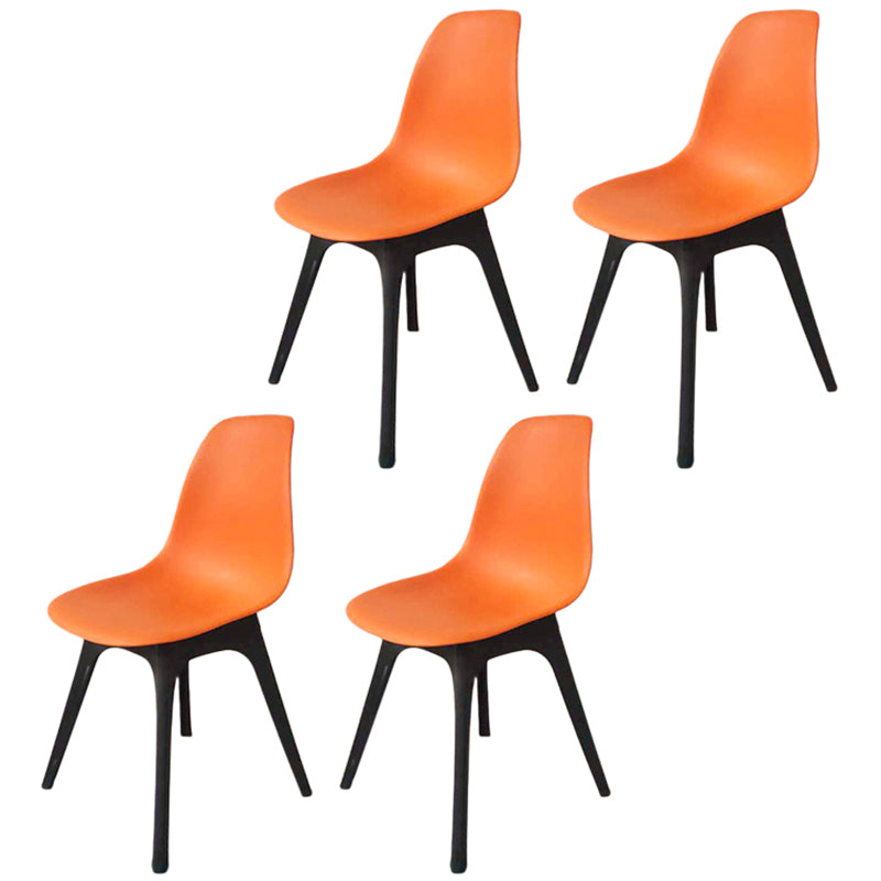 Contemporary Plastic Side Chair Kitchen Solid Back Dining Room Chair Set Orange Set of 4 Clearhalo ' kitchen&dining_furn' 'Dining Chairs' 'Dining Tables & Seating' 'dining_chair' 'Furniture' 'furniture_dining_chair' 'Kitchen & Dining Furniture' 'kitchen' 3452823