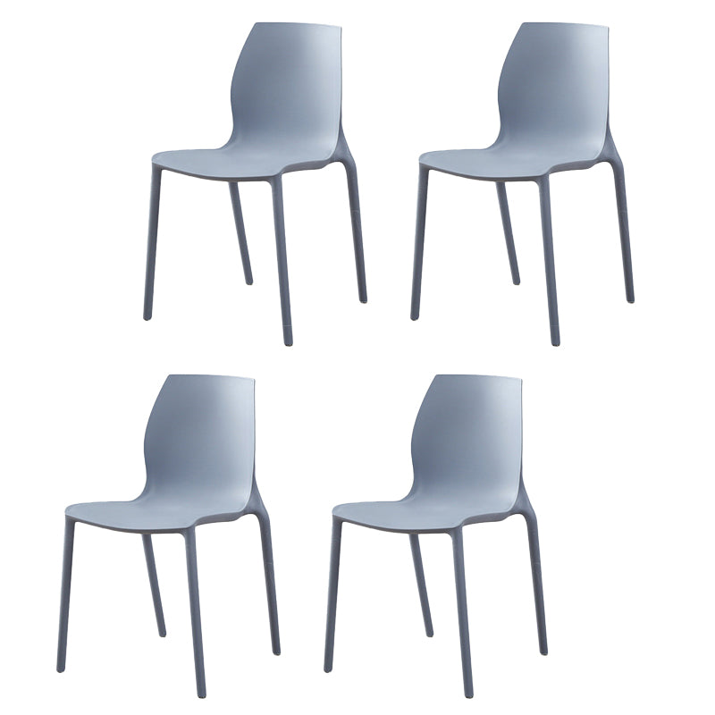 Plastic Contemporary Dining Room Chair Solid Back Home Stackable Side Chair Grey Set of 4 Clearhalo ' kitchen&dining_furn' 'Dining Chairs' 'Dining Tables & Seating' 'dining_chair' 'Furniture' 'furniture_dining_chair' 'Kitchen & Dining Furniture' 'kitchen' 3452856