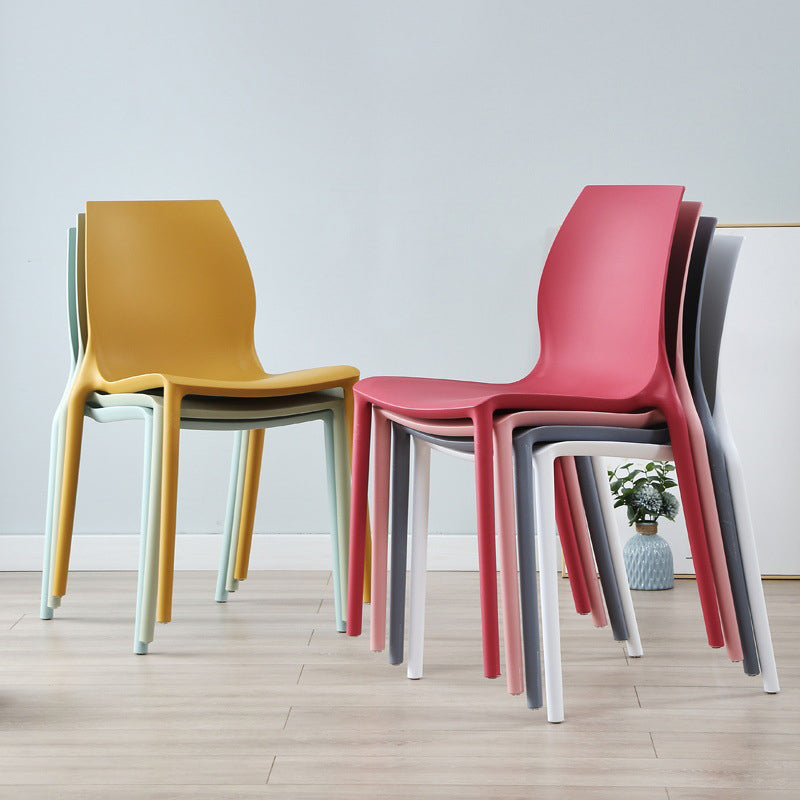 Plastic Contemporary Dining Room Chair Solid Back Home Stackable Side Chair Clearhalo ' kitchen&dining_furn' 'Dining Chairs' 'Dining Tables & Seating' 'dining_chair' 'Furniture' 'furniture_dining_chair' 'Kitchen & Dining Furniture' 'kitchen' 3452857