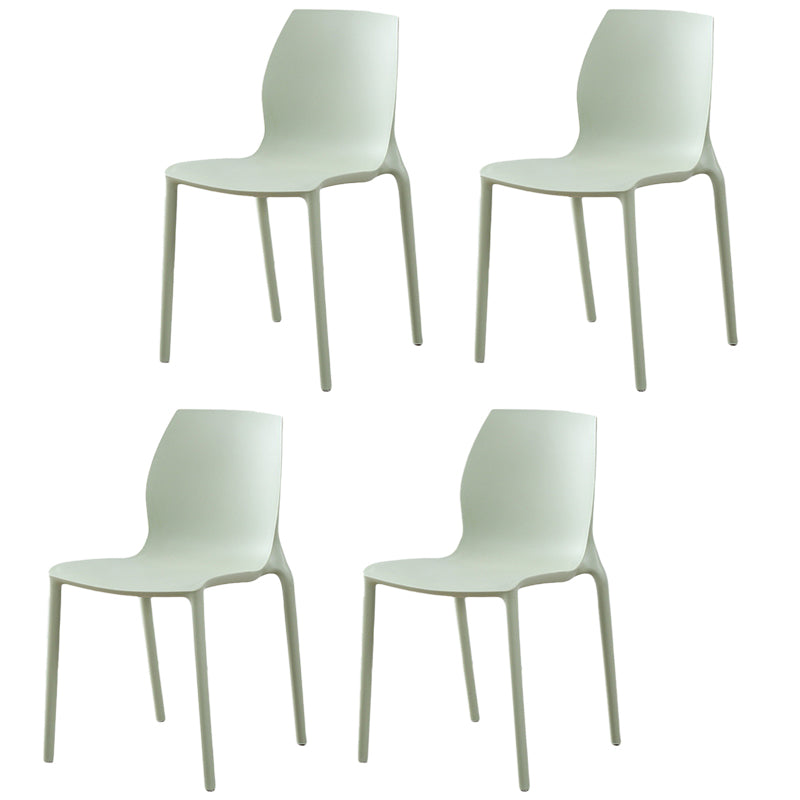 Plastic Contemporary Dining Room Chair Solid Back Home Stackable Side Chair Green Set of 4 Clearhalo ' kitchen&dining_furn' 'Dining Chairs' 'Dining Tables & Seating' 'dining_chair' 'Furniture' 'furniture_dining_chair' 'Kitchen & Dining Furniture' 'kitchen' 3452859