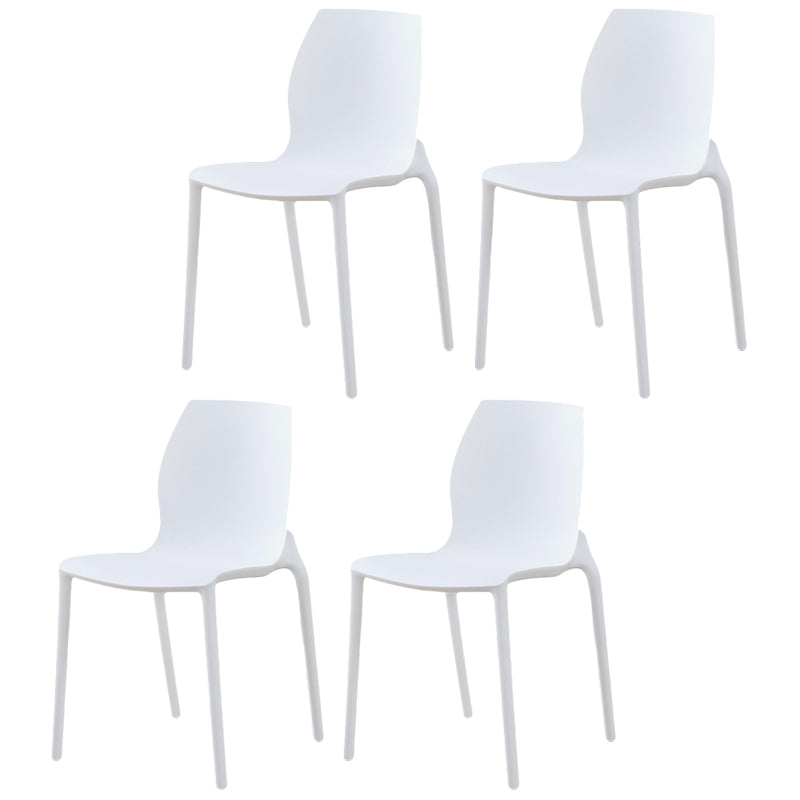 Plastic Contemporary Dining Room Chair Solid Back Home Stackable Side Chair White Set of 4 Clearhalo ' kitchen&dining_furn' 'Dining Chairs' 'Dining Tables & Seating' 'dining_chair' 'Furniture' 'furniture_dining_chair' 'Kitchen & Dining Furniture' 'kitchen' 3452860