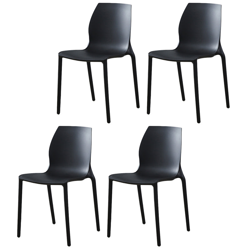 Plastic Contemporary Dining Room Chair Solid Back Home Stackable Side Chair Black Set of 4 Clearhalo ' kitchen&dining_furn' 'Dining Chairs' 'Dining Tables & Seating' 'dining_chair' 'Furniture' 'furniture_dining_chair' 'Kitchen & Dining Furniture' 'kitchen' 3452863