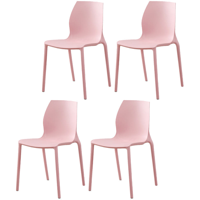 Plastic Contemporary Dining Room Chair Solid Back Home Stackable Side Chair Pink Set of 4 Clearhalo ' kitchen&dining_furn' 'Dining Chairs' 'Dining Tables & Seating' 'dining_chair' 'Furniture' 'furniture_dining_chair' 'Kitchen & Dining Furniture' 'kitchen' 3452865
