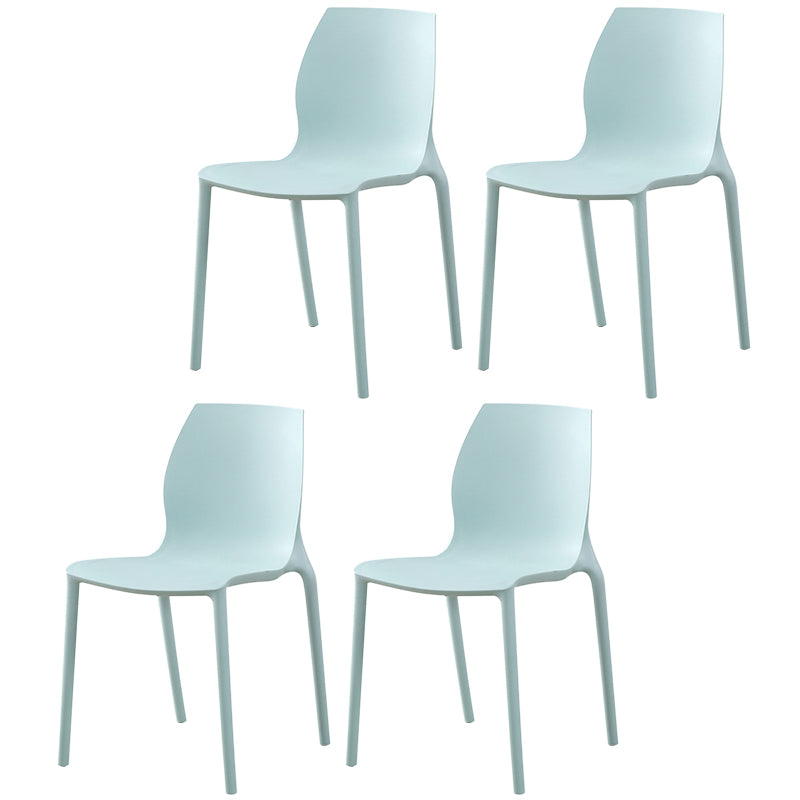 Plastic Contemporary Dining Room Chair Solid Back Home Stackable Side Chair Blue Set of 4 Clearhalo ' kitchen&dining_furn' 'Dining Chairs' 'Dining Tables & Seating' 'dining_chair' 'Furniture' 'furniture_dining_chair' 'Kitchen & Dining Furniture' 'kitchen' 3452867